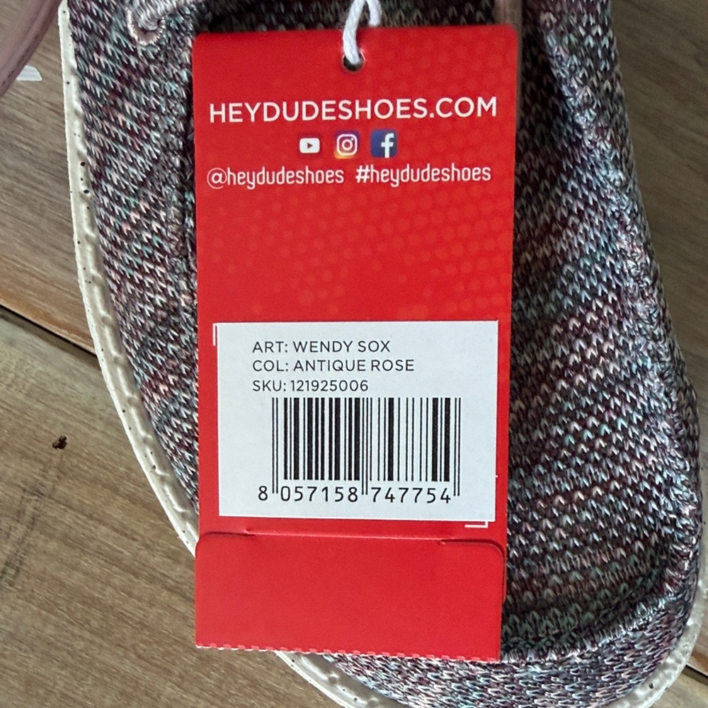 Hey Dude Wendy Sox in Antique Rose - Size 7 NEW WITH TAGS - Picture 4 of 6